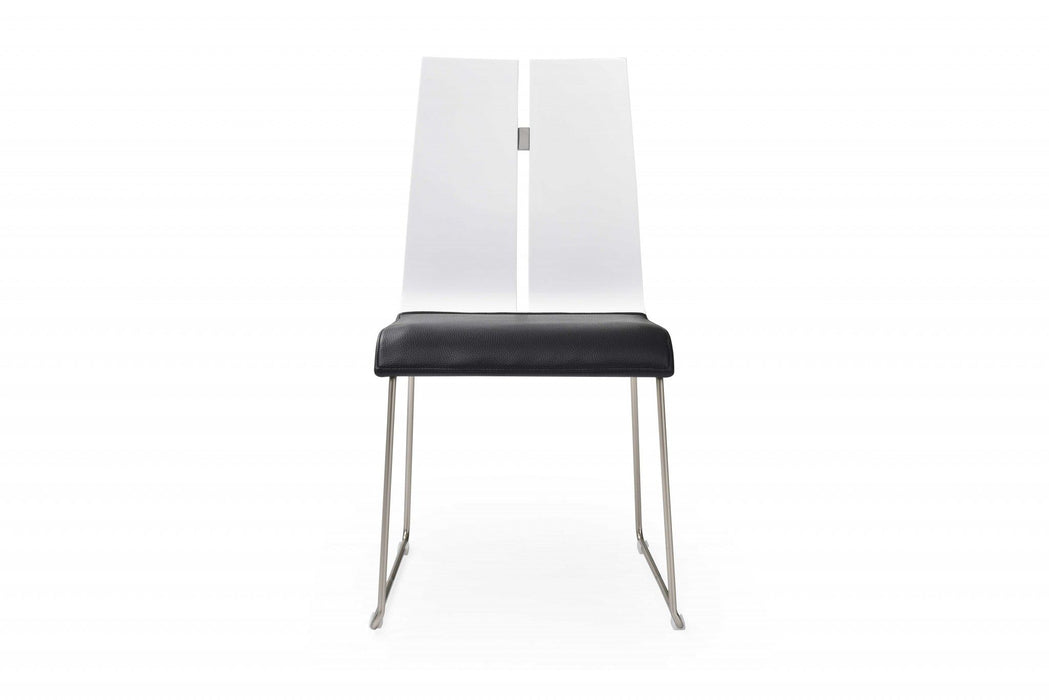 Upholstered Faux Leather Dining Side Chairs (Set of 2) - Black / White