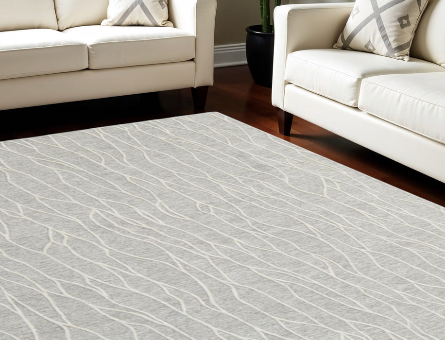 12' x 15' Wool Abstract Hand Tufted Area Rug - Gray And Ivory