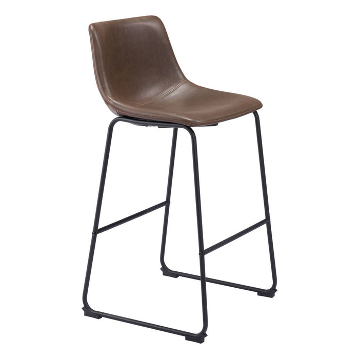29" Faux Leather And Steel Counter Height Bar Chairs (Set of 2) - Espresso / Black