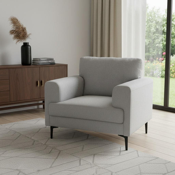 Linen Arm Chair - Light Gray And Black