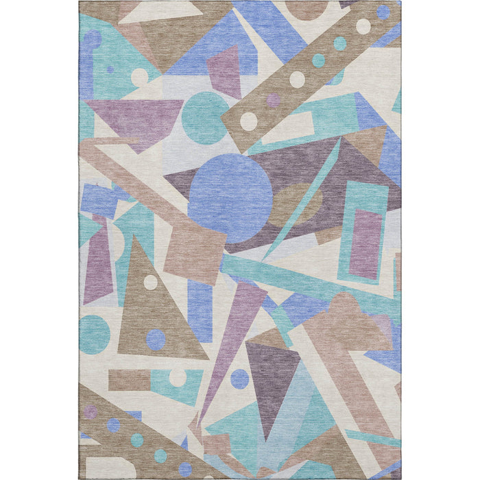 10' X 14' Geometric Washable Area Rug With UV Protection (697398) - Coffee / Purple / Teal