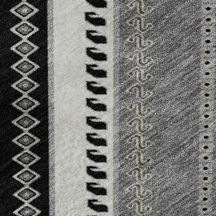 10' X 14' Tribal Washable Area Rug With UV Protection (679258) - Black / Gray / Silver
