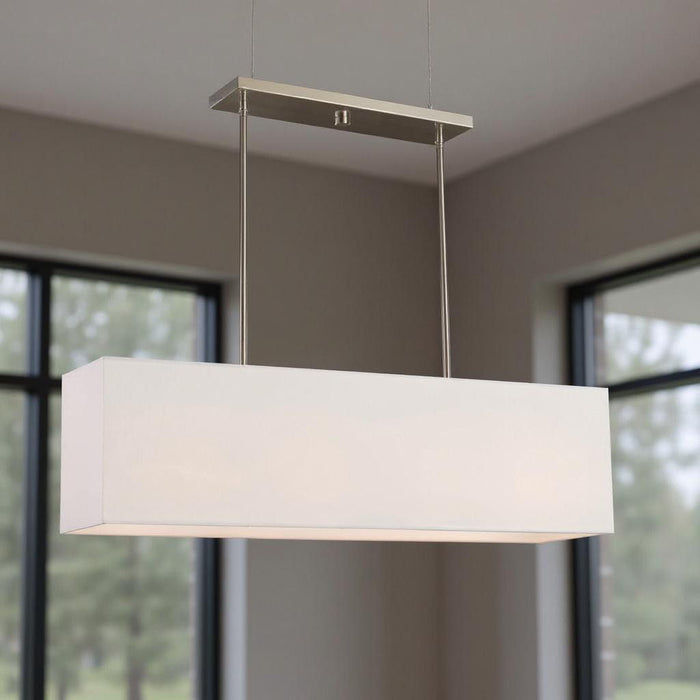 12" Four Light Dimmable Chandelier With Shades - Nickel