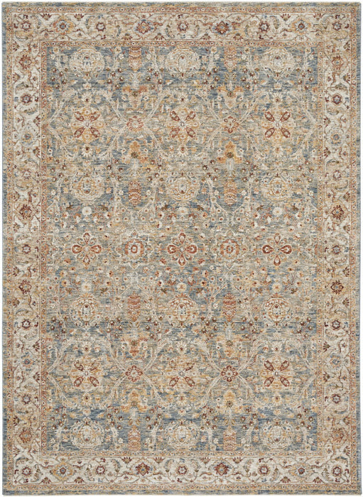 9' X 13' Floral Distressed Area Rug (553097) - Blue