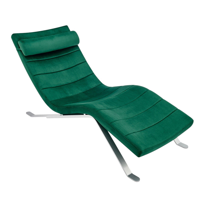 Velvet Lounge Chair - Green And Silver