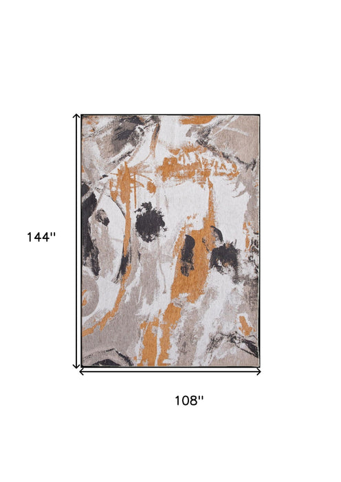 9' x 13' Abstract Non Skid Area Rug - White And Gray