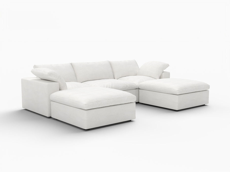 120" 2 Piece Living Room Set Blend Modular Sofa With Ottoman Storage - White
