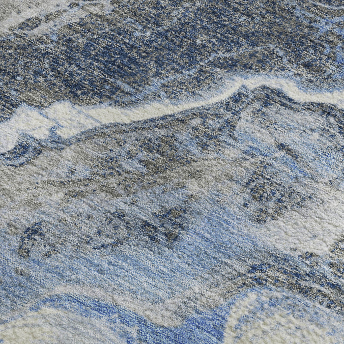 10' X 14' Abstract Washable Area Rug With UV Protection (697854) - Blue / Gray / Silver