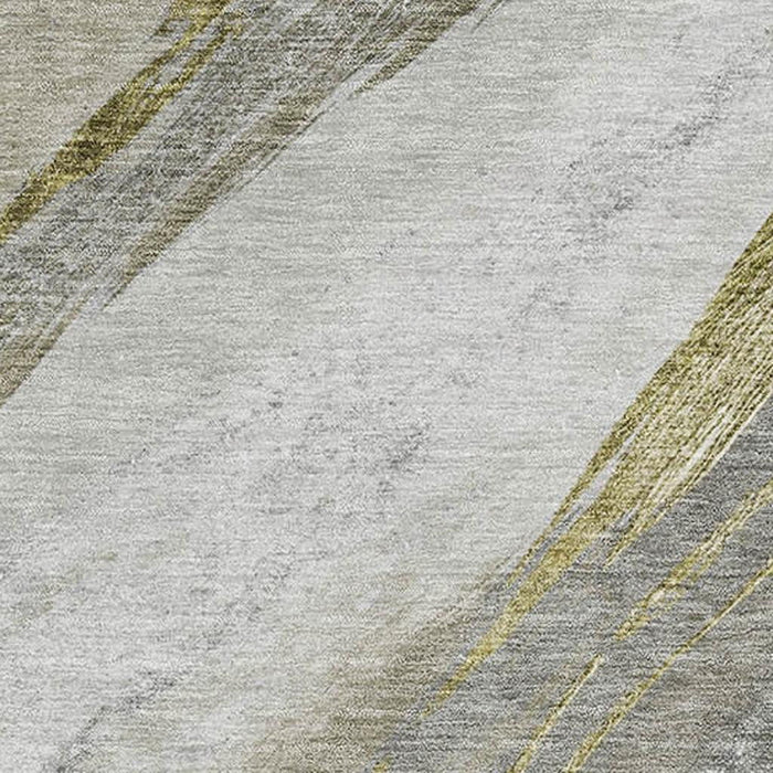 10' X 14' Abstract Washable Area Rug With UV Protection (715495) - Pewter / Gray