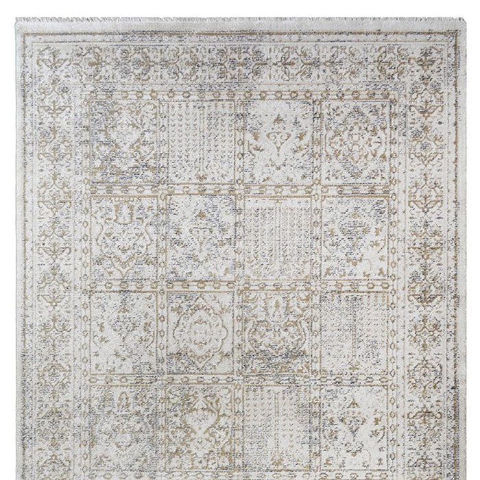 8' x 10' Oriental Distressed Area Rug With Fringe - Ivory