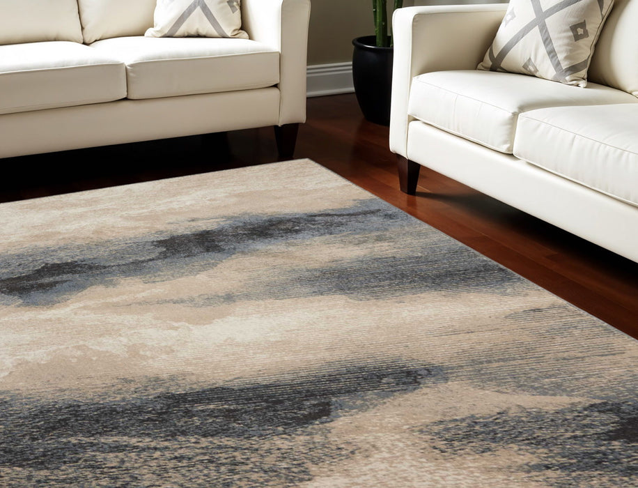9' X 13' Abstract Non Skid Area Rug - Gray