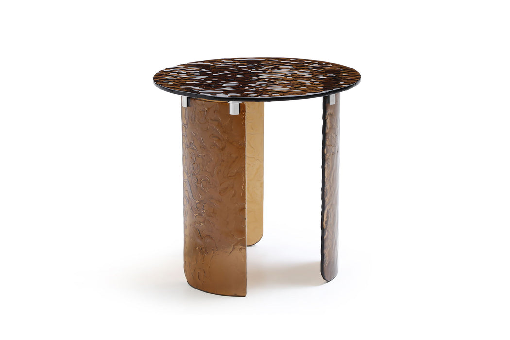 Glass Round End Table - Bronze