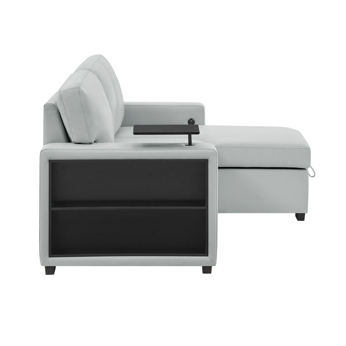 U0212 - Reversible Sofa Bed Loveseat With Pop-Up Sleeper With Drop Down Table - Silver