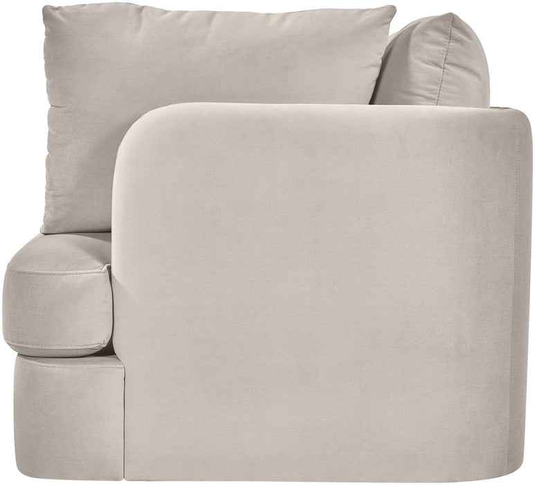 Velvet upholstered stationary chair by Meridian Furniture, featuring plush fabric and a modern design for comfortable seating.