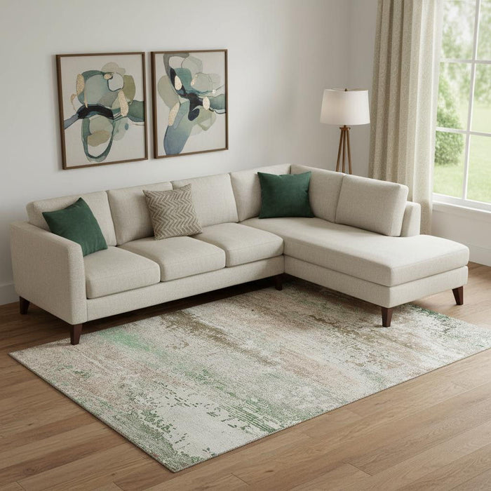 10' X 14' Abstract Washable Area Rug With UV Protection (701087) - Khaki / Beige / Ivory