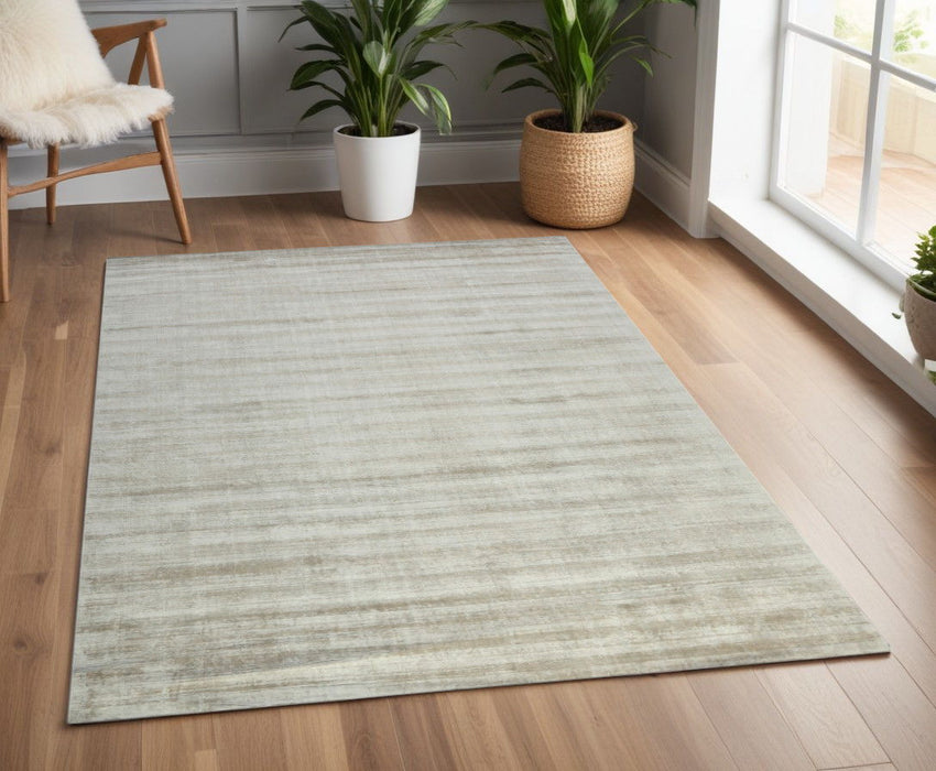 4' X 6' Abstract Hand Woven Area Rug - Ivory And Gray