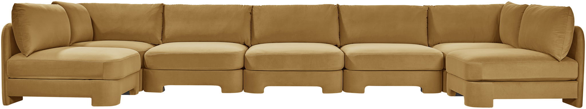Meridian Furniture Hammond velvet upholstered 7-piece U-shaped armless sectional sofa with plush cushions and modern design.
