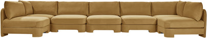 Meridian Furniture Hammond velvet upholstered 7-piece U-shaped armless sectional sofa with plush cushions and modern design.