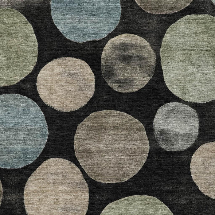10' X 14' Geometric Washable Area Rug With UV Protection (716809) - Black / Taupe