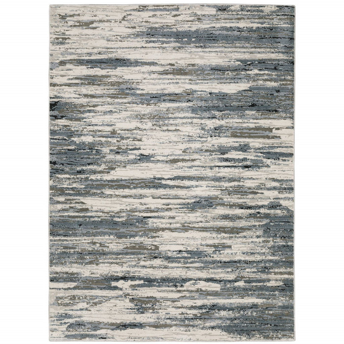 10' x 13' Abstract Power Loom Stain Resistant Area Rug - Blue Gray Beige And Brown