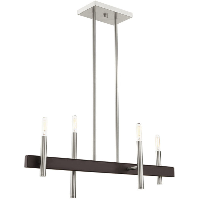 Four Light Dimmable Chandelier With Shades - Nickel