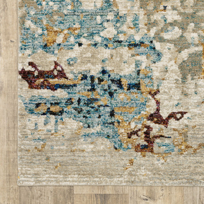 10' x 13.1' Abstract Power Loom Area Rug - Blue And Beige