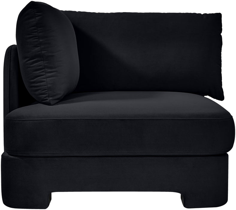 Meridian Furniture Hammond velvet upholstered stationary chair with plush fabric and sleek design, perfect for living room or office.