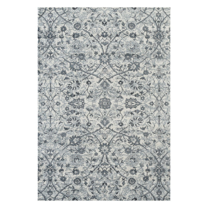 9' x 12' Floral Power Loom Area Rug - Charcoal And Gray