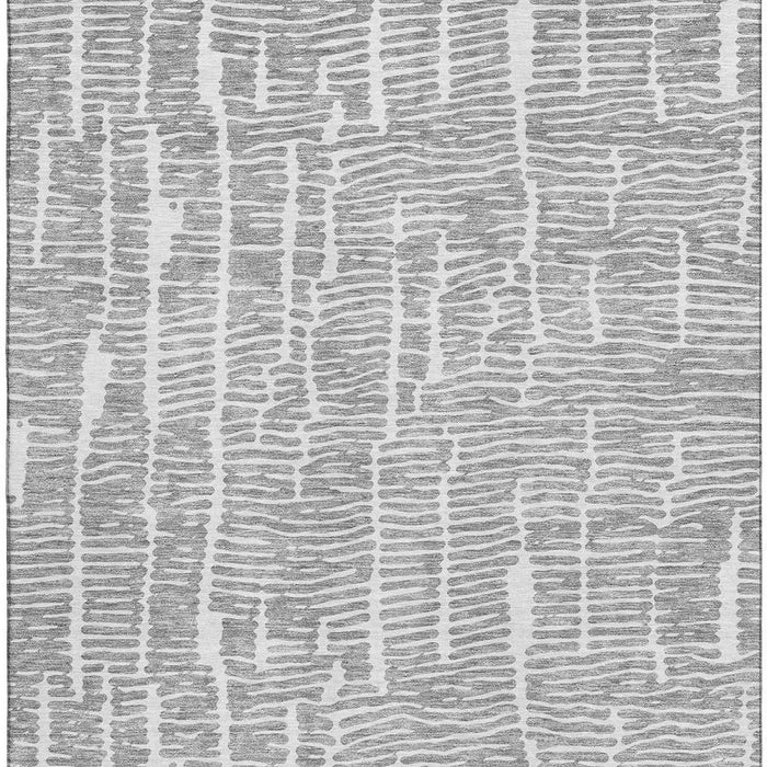 10' X 14' Vermicular Washable Area Rug With UV Protection - Gray And Ivory