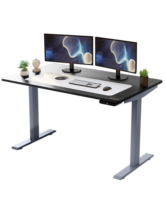 45" Bamboo Dual Motor Electric Office Adjustable Computer Desk - Gray And Black
