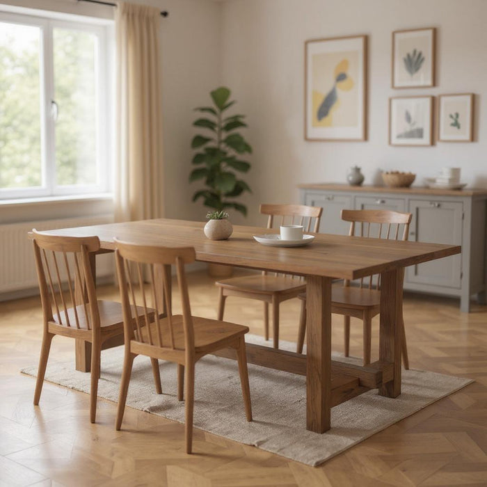 84" Solid Wood Trestle Base Dining Room Table - Brown