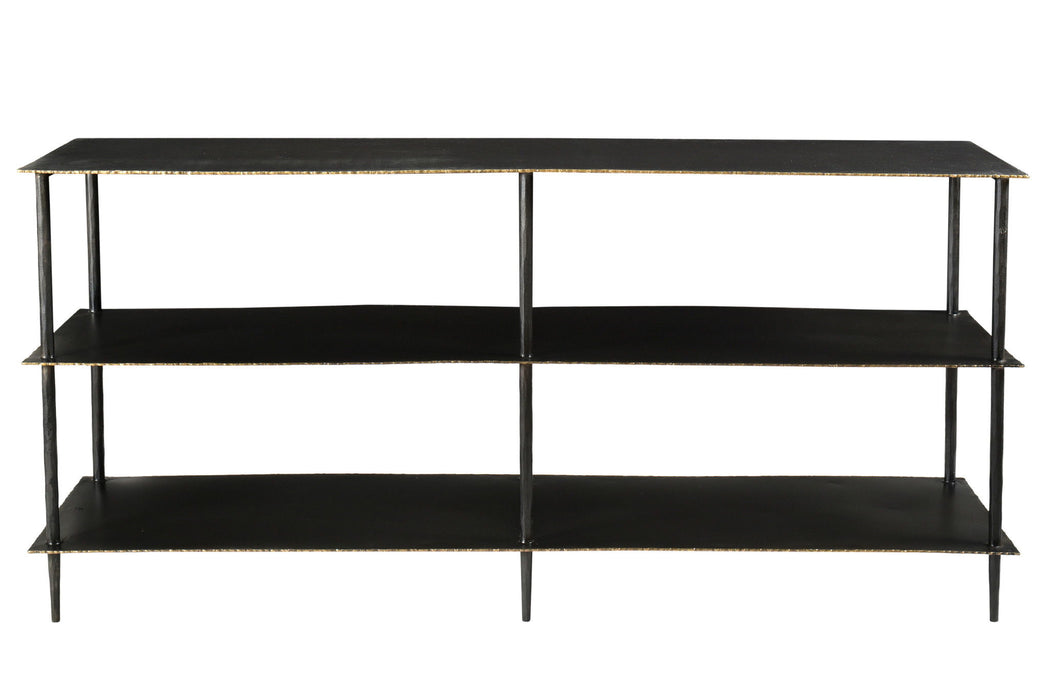 Iron Floor Shelf Console Table With Shelves - Gray