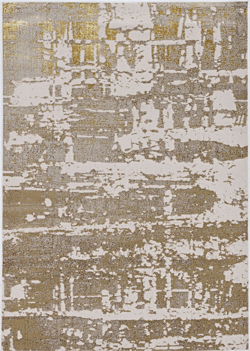 10' x 13' Machine Woven Abstract Indoor Area Rug - Ivory Gold