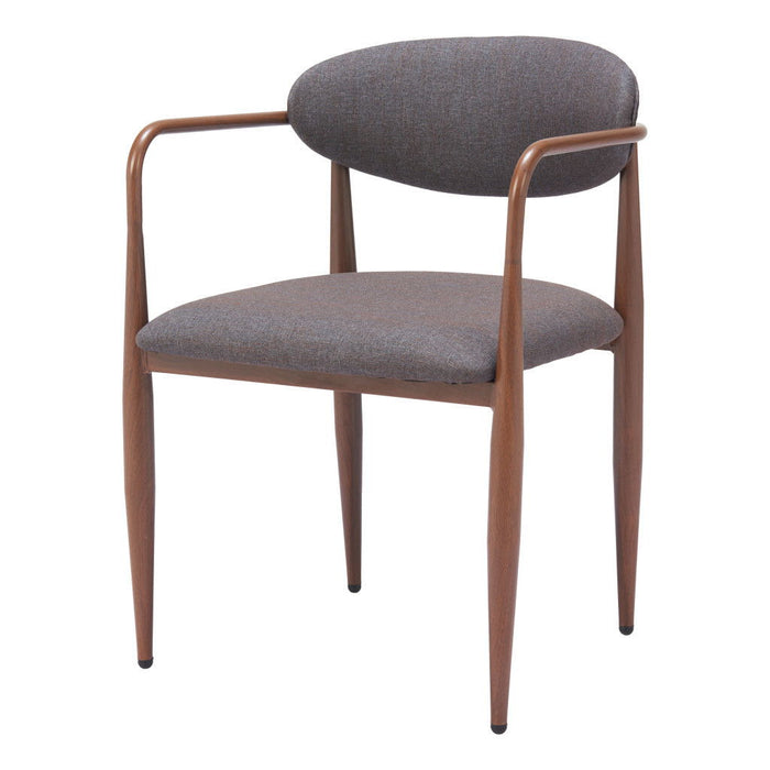Fabric Upholstered Open Back Dining Arm Chairs (Set of 2) - Gray / Brown