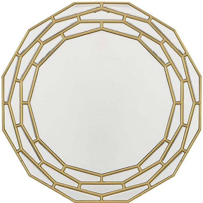 35" Round Framed Accent Mirror - Gold