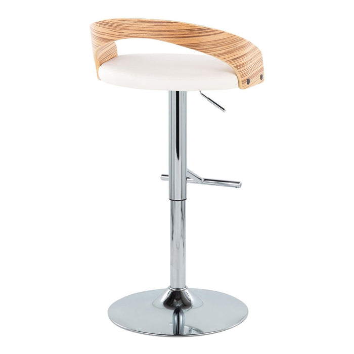 Grotto - Adjustable Faux Leather Barstool (Set of 2) - White And Light Brown