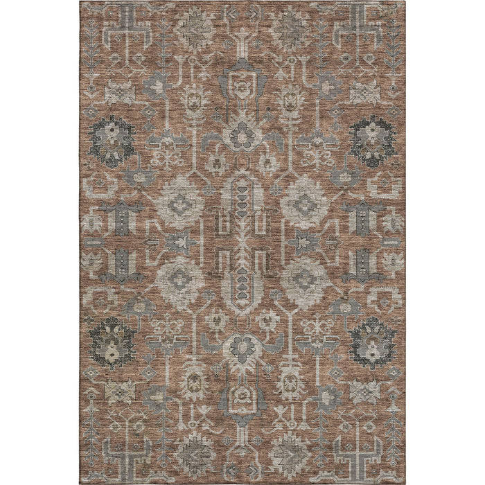 10' X 14' Oriental Washable Area Rug With UV Protection (656669) - Rust / Gray / Charcoal