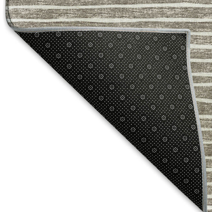 10' X 14' Striped Washable Area Rug With UV Protection (645193) - Taupe / Ivory