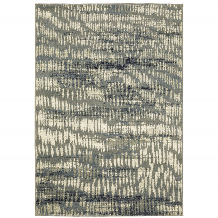 10' x 13' Abstract Power Loom Stain Resistant Area Rug - Gray Beige Blue And Light Blue