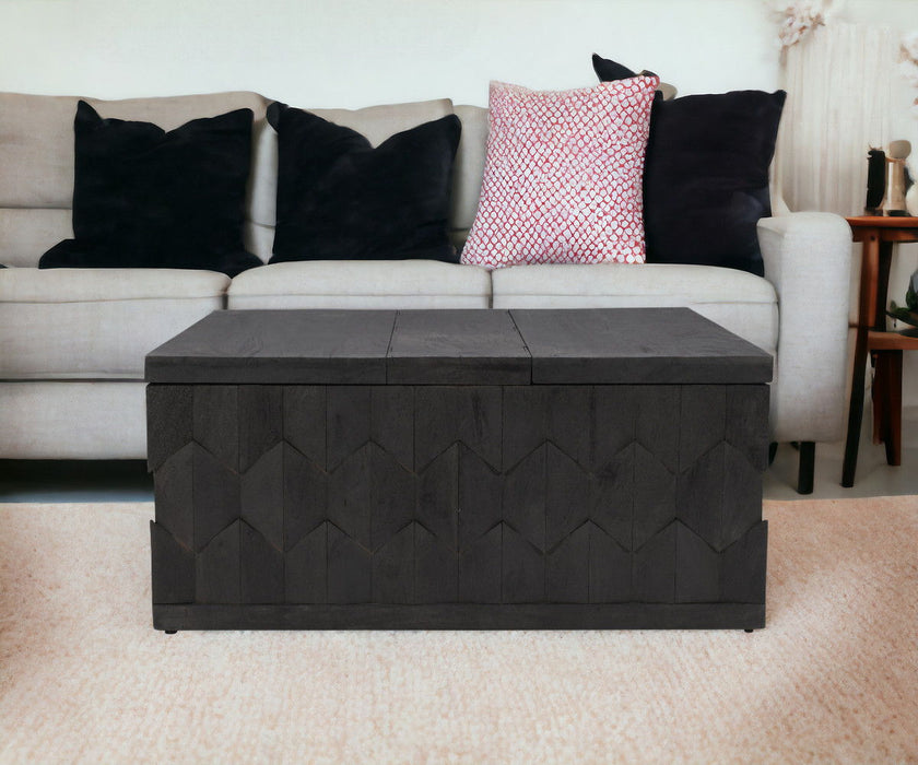 Solid Wood Square Distressed Coffee Table - Dark Gray