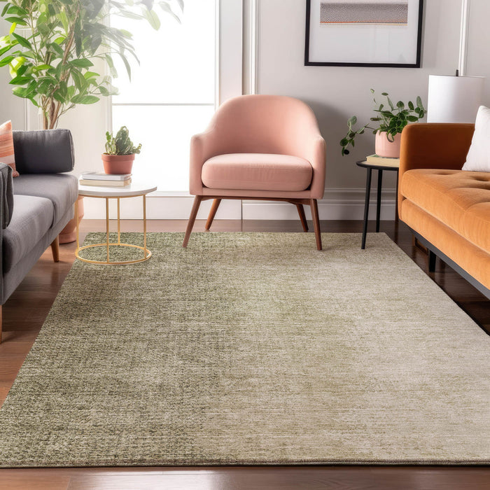 10' X 14' Ombre Washable Area Rug With UV Protection - Brown And Beige