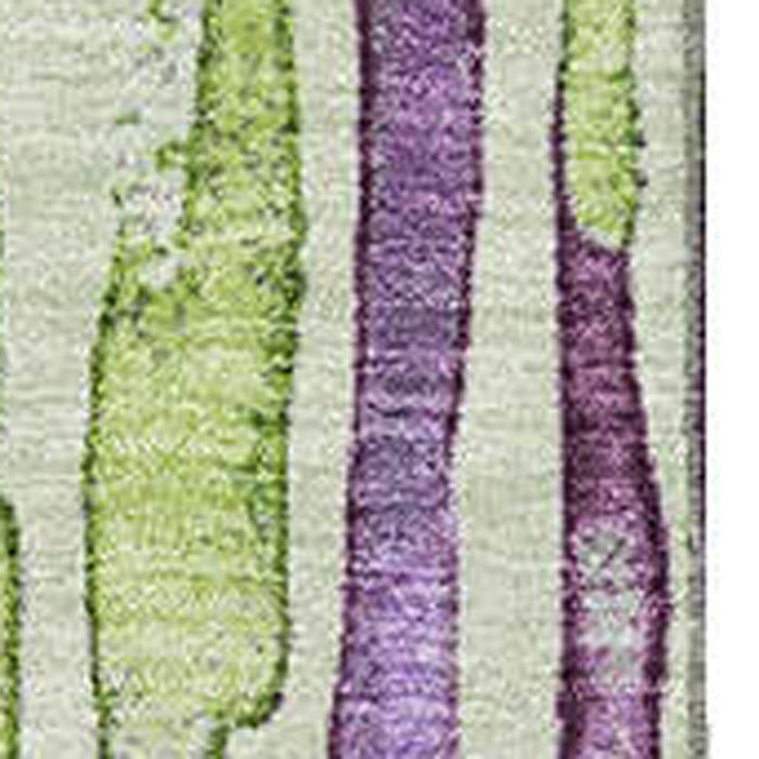 10' X 14' Striped Washable Area Rug With UV Protection (697128) - Artichoke Green / Lavender / Ivory