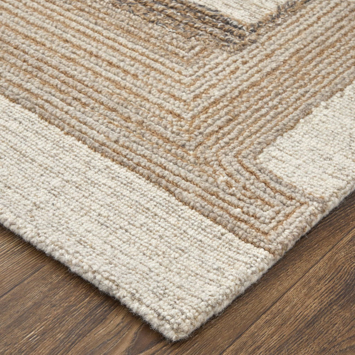 2' X 3' Wool Geometric Hand Tufted Area Rug (567632) - Brown / Tan / Ivory