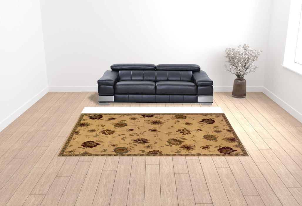 10' x 13' Floral Power Loom Stain Resistant Area Rug - Ivory Green Brown Blue And Rust