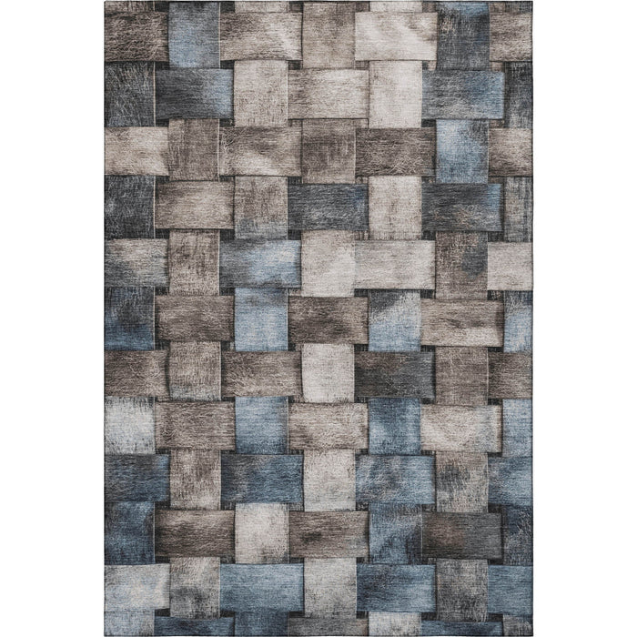 10' X 14' Striped Washable Area Rug With UV Protection (710250) - Taupe / Blue