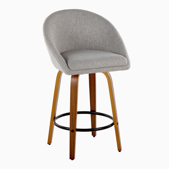 Matisse - 26" Highback Fixed-Height Counter Stool With Swivel And Round Black Metal Footrest (Set of 2) - Walnut Wood