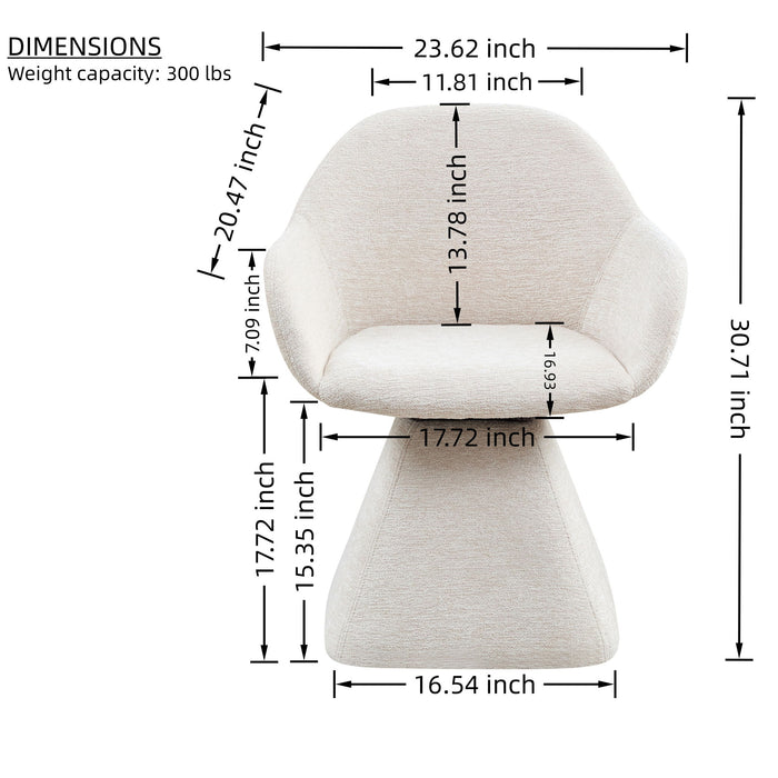 Giga beige 180° rotating accent swivel chair for living room with plush upholstery and modern design.