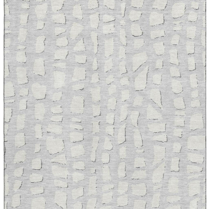 10' X 14' Cobblestone Washable Area Rug With UV Protection - Silver And Ivory