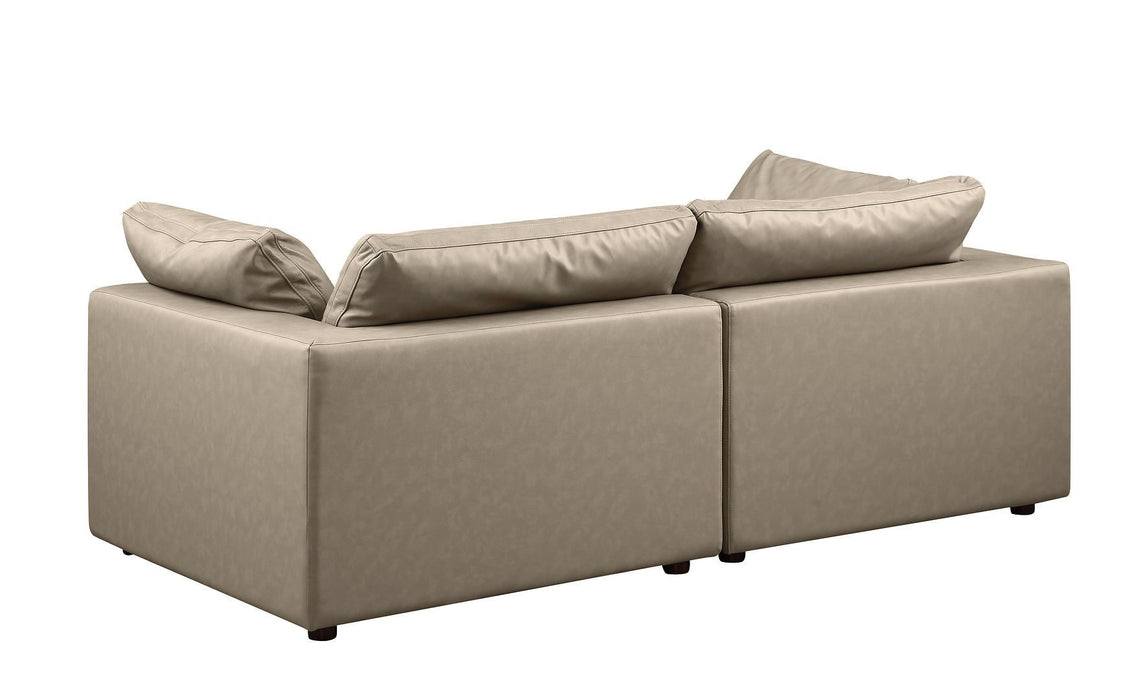 Cotton Blend Loveseat - Cream / Brown