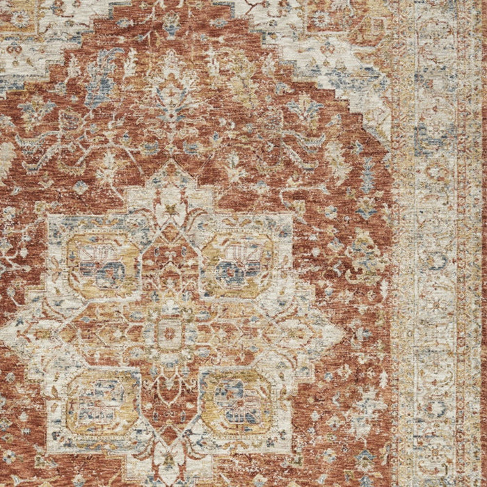 9' X 13' Oriental Distressed Area Rug (553091) - Ivory / Brown